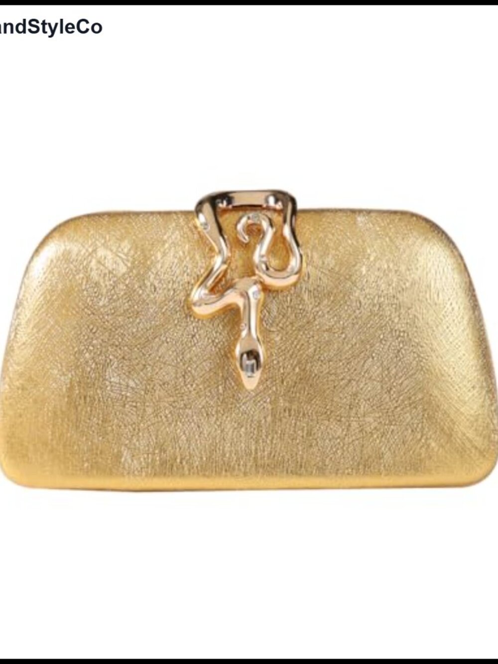 PU Leather Clutch Bag with Snake Accent Removable Chain Evening Purse
